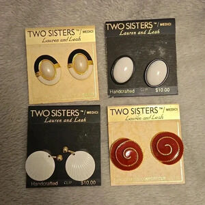 #427 Two sisters clip on earrings 4 pair